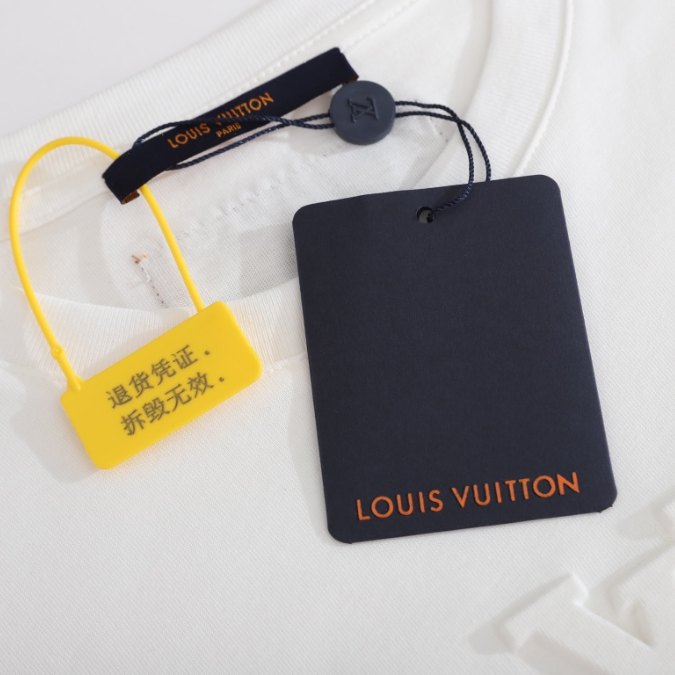 LV T-shirt White Embroidered Logo - Imagen 5