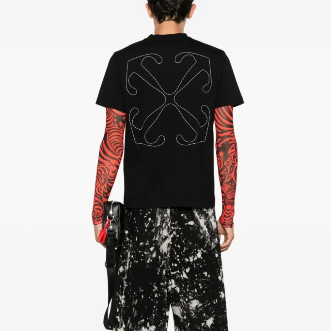 OFF-WHT T-shirt Embroidered Logo Print Black - Imagen 3
