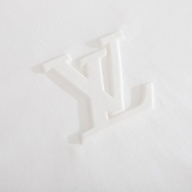 LV T-shirt White Embroidered Logo - Imagen 4