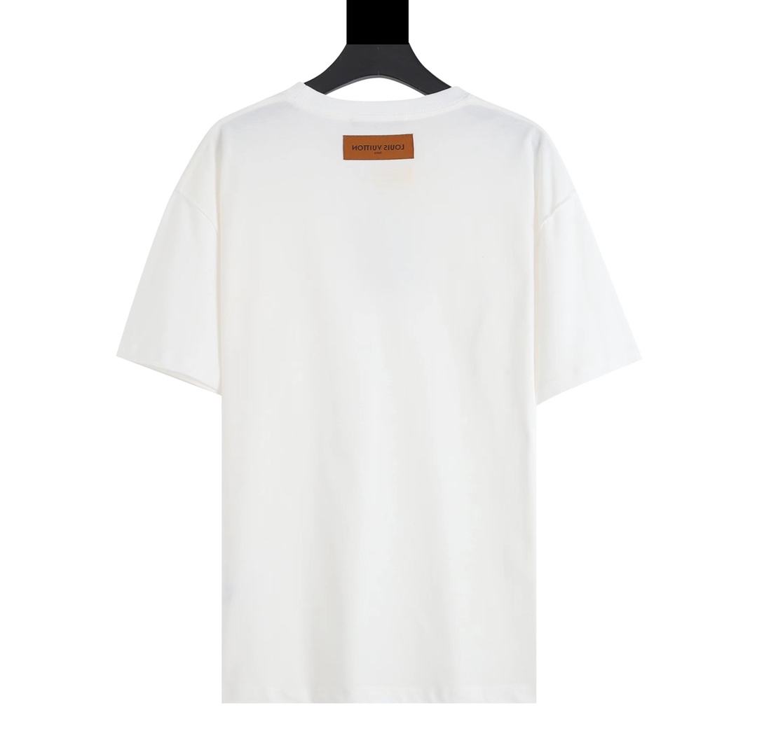 LV T-shirt White Embroidered Logo - Imagen 2