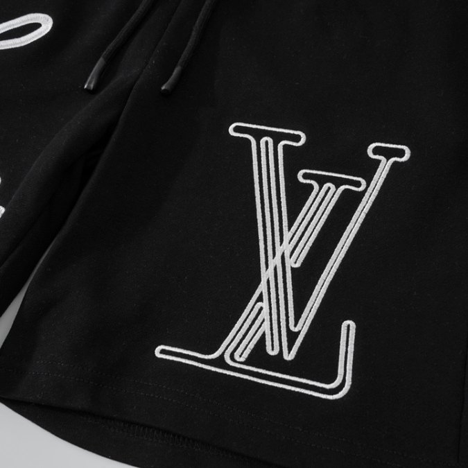 LV Shorts Black Script Embroidery - Imagen 4