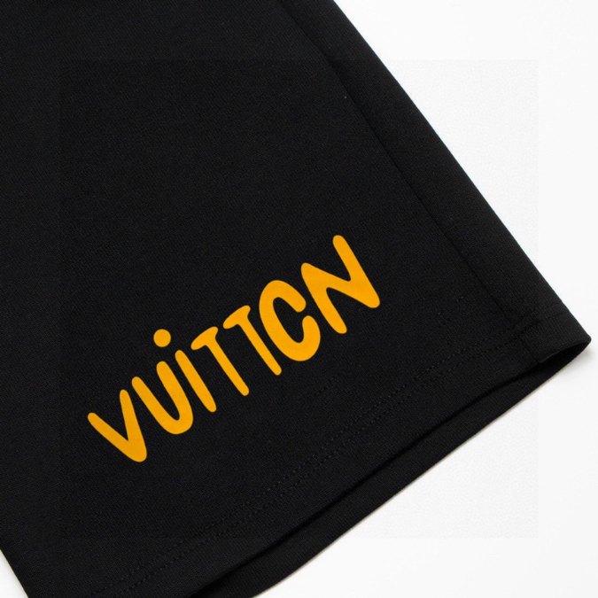 LV Shorts Black Yellow Logo - Imagen 4