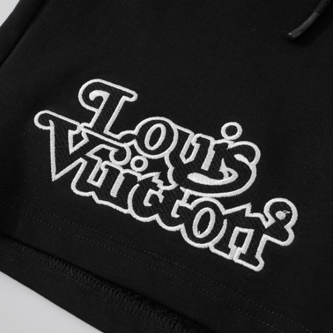 LV Shorts Black White Logo - Imagen 4