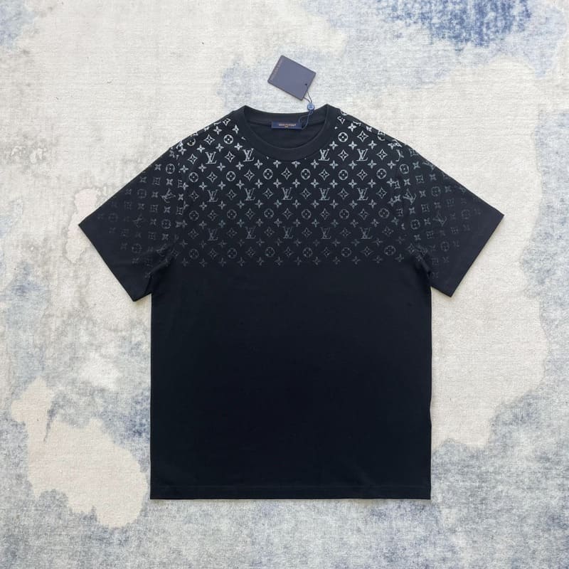 LV T-shirt Gradient Cotton Black - Imagen 4