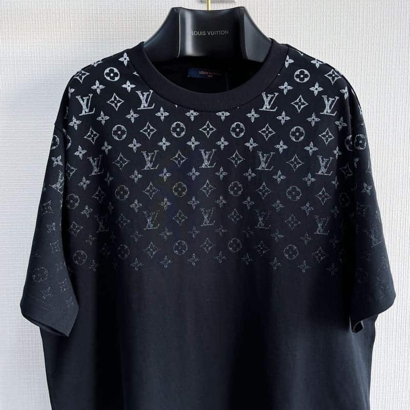 LV T-shirt Gradient Cotton Black - Imagen 3