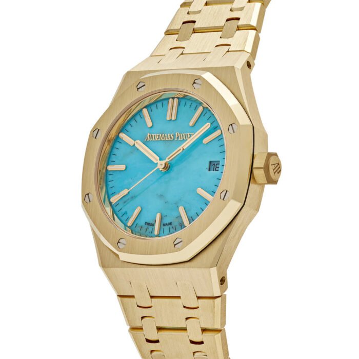 AP Royal Oak Selfwinding 15550BA.OO.1356BA.01 Yellow Gold Blue Turquoise Dial - Imagen 6