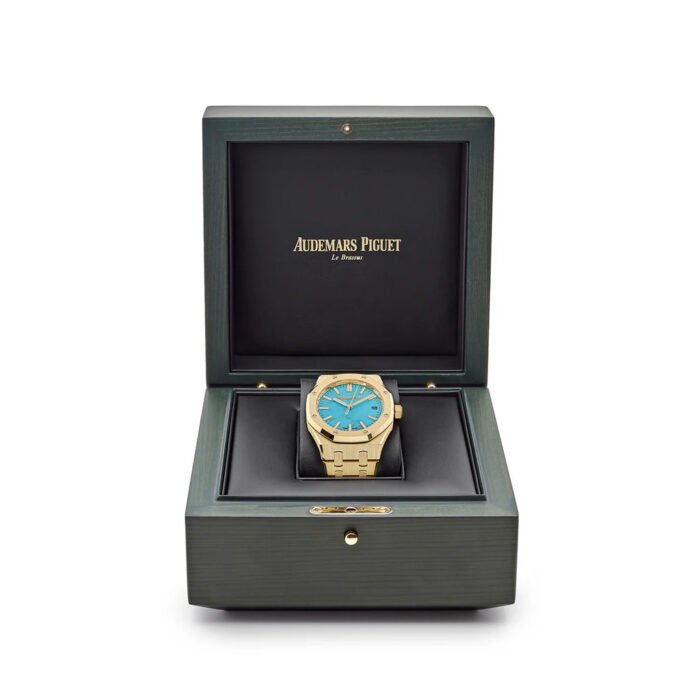 AP Royal Oak Selfwinding 15550BA.OO.1356BA.01 Yellow Gold Blue Turquoise Dial - Imagen 2