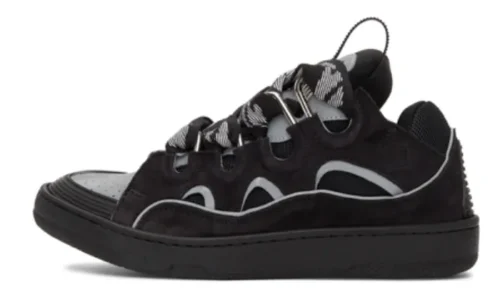 Curb Trainers In Black Leather
