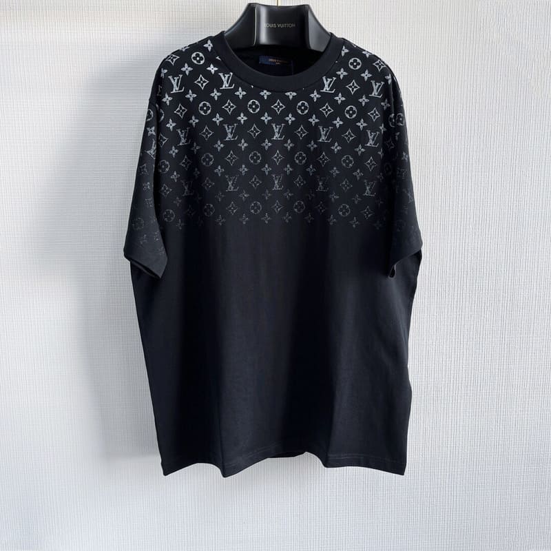 LV T-shirt Gradient Cotton Black - Imagen 2