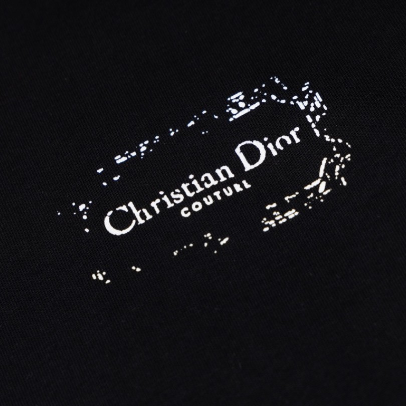 CD T-shirt Black Distressed Logo Couture - Imagen 4