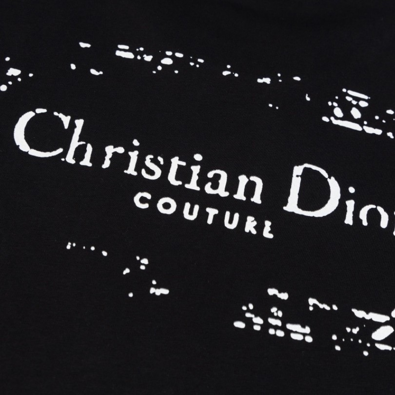 CD T-shirt Black Distressed Logo Couture - Imagen 5
